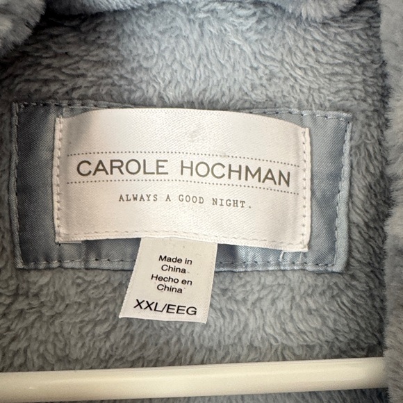 Midnight by Carole Hochman Soft Light Blue Robe with Plush Trim - Picture 3 of 3